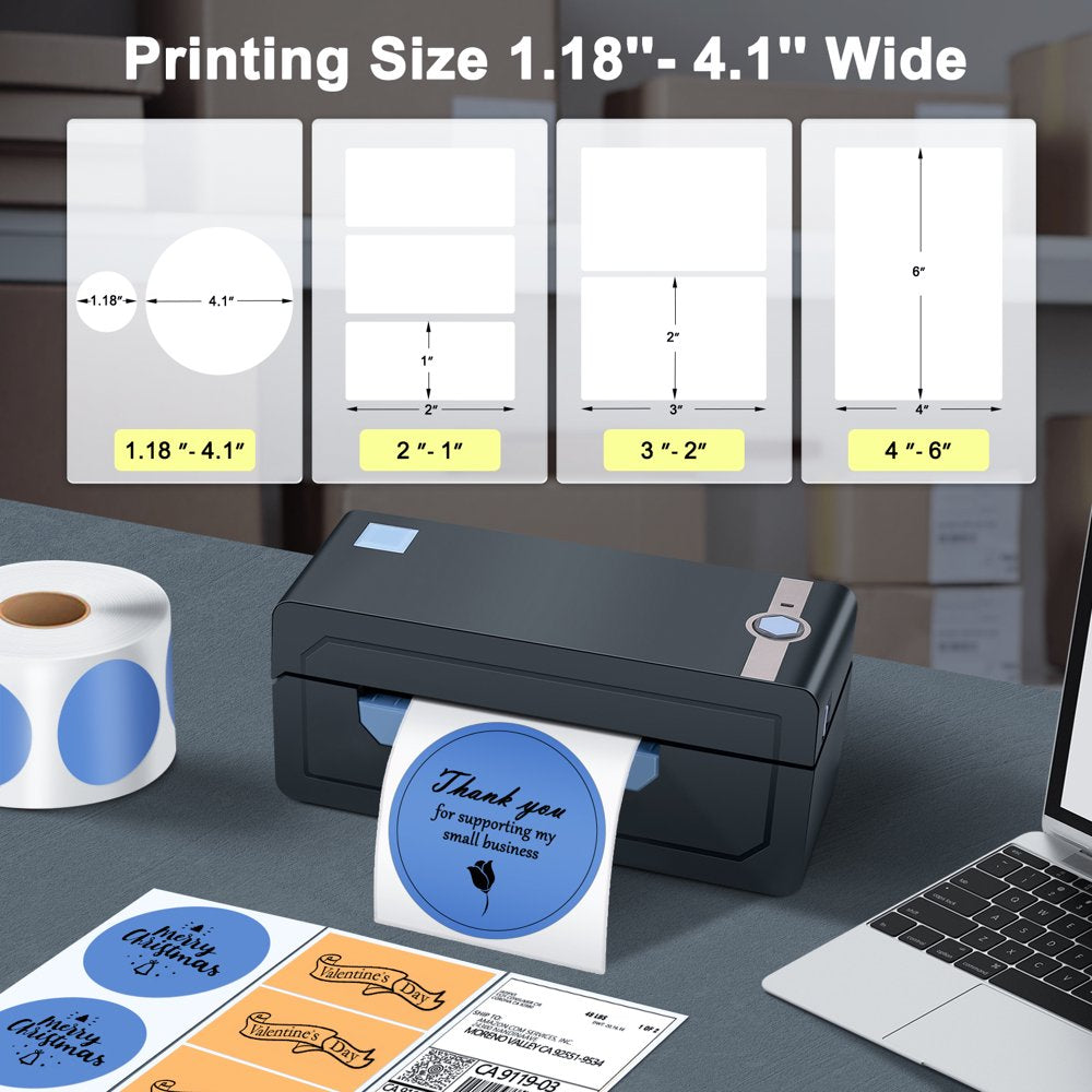 JADENS Thermal Label Printer, 4''X6'' Bluetooth Label Printer for Shipping Packages, Compatible with Windows Smartphone