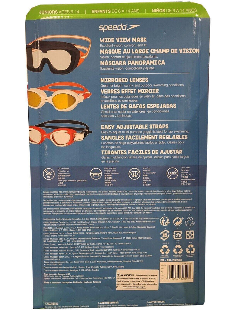 Speedo Junior Swim Goggles Ages 6-14 UV Protection Easy Adjust Strap- 3 Pack NEW