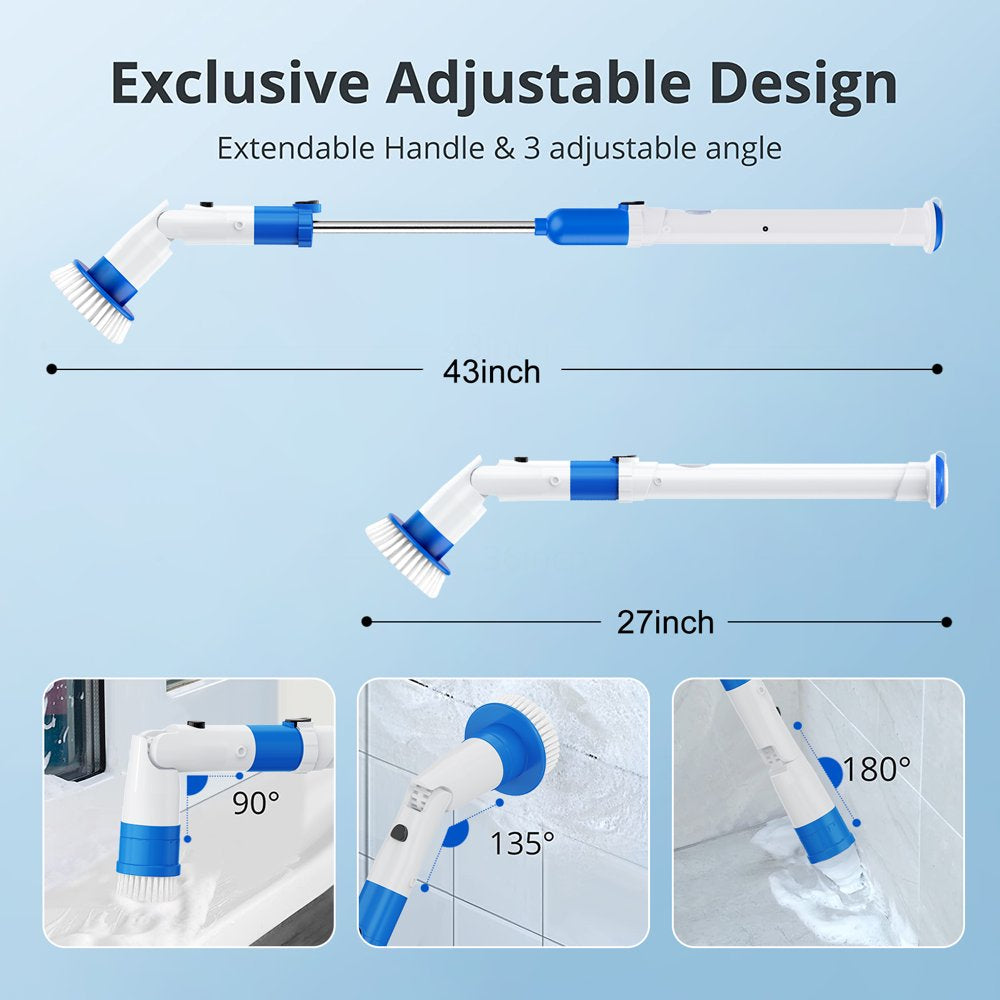 Innorca Electric Spin Scrubber 2023 New Cordless Power Cleaning Brush with 7 Replacement Brush Heads, Shower Cleaning Brush with Extension Arm for Bathtun Grout Floor Tile