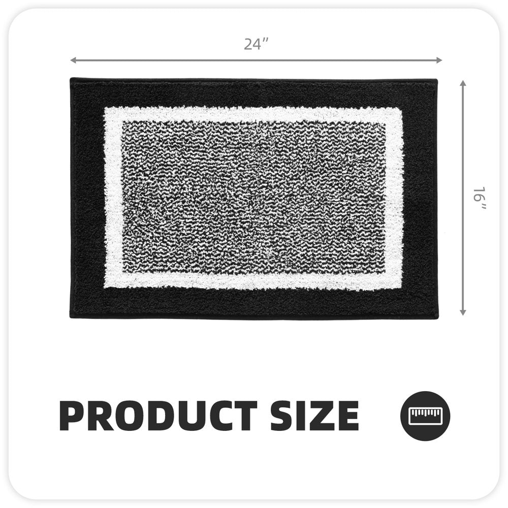 Color G Bathroom Rug, Soft Absorbent Bathroom Mat and Bath Mat, Premium Microfiber Shag Bath Rug Machine Washable (15.7"X24",Black and White)