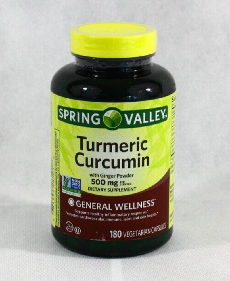 Spring Valley Turmeric Curcumin Ginger Powder 500Mg 180 Capsules Exp. 10/2024