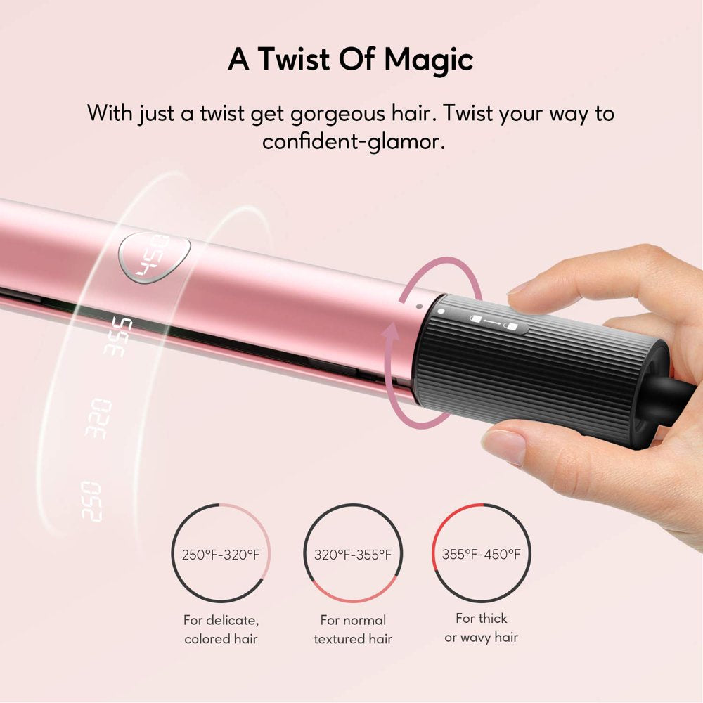 KIPOZI 2 in 1 Hair Straightener & Curling Iron Styling Tool, Fast Heat Titanium Flat Iron, Rose Gold