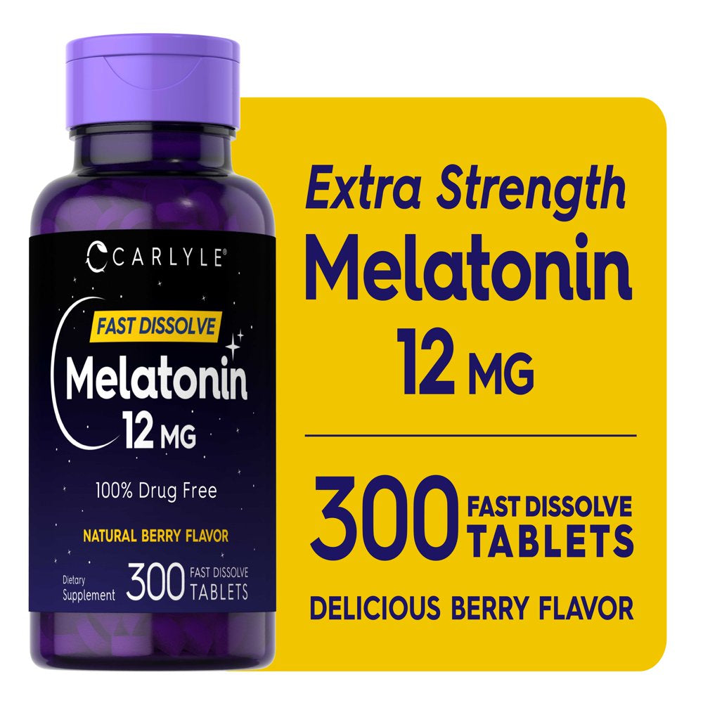 Carlyle Melatonin 12 Mg | 300 Tablets | Natural Berry Flavor