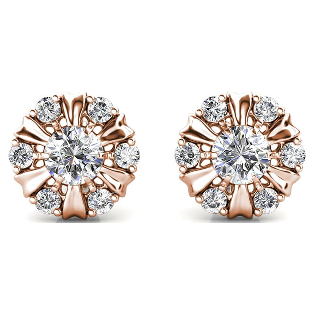 Cate & Chloe Millie 18K Rose Gold Plated Earrings with Crystals | Stud Earrings for Women, Girls, Jewelry Gift for Her