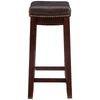 Linon Claridge 26" Backless Indoor Counter Stool, Dark Brown with Brown Faux Leather, Includes 1 Stool