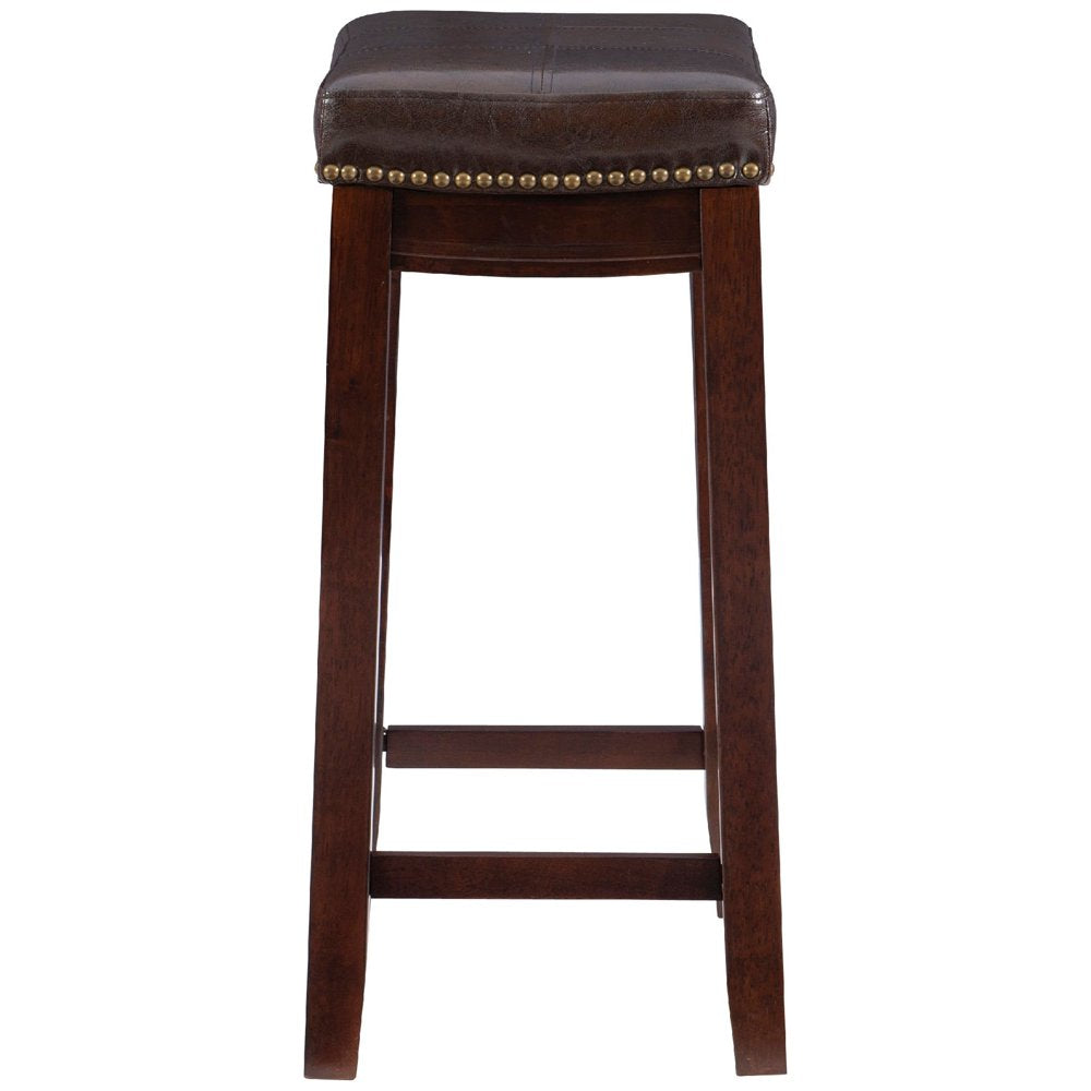 Linon Claridge 26" Backless Indoor Counter Stool, Dark Brown with Brown Faux Leather, Includes 1 Stool