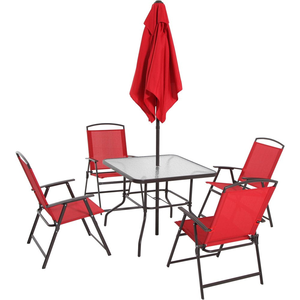 Mainstays Albany Lane 6 Piece Outdoor Patio Dining Set, Red