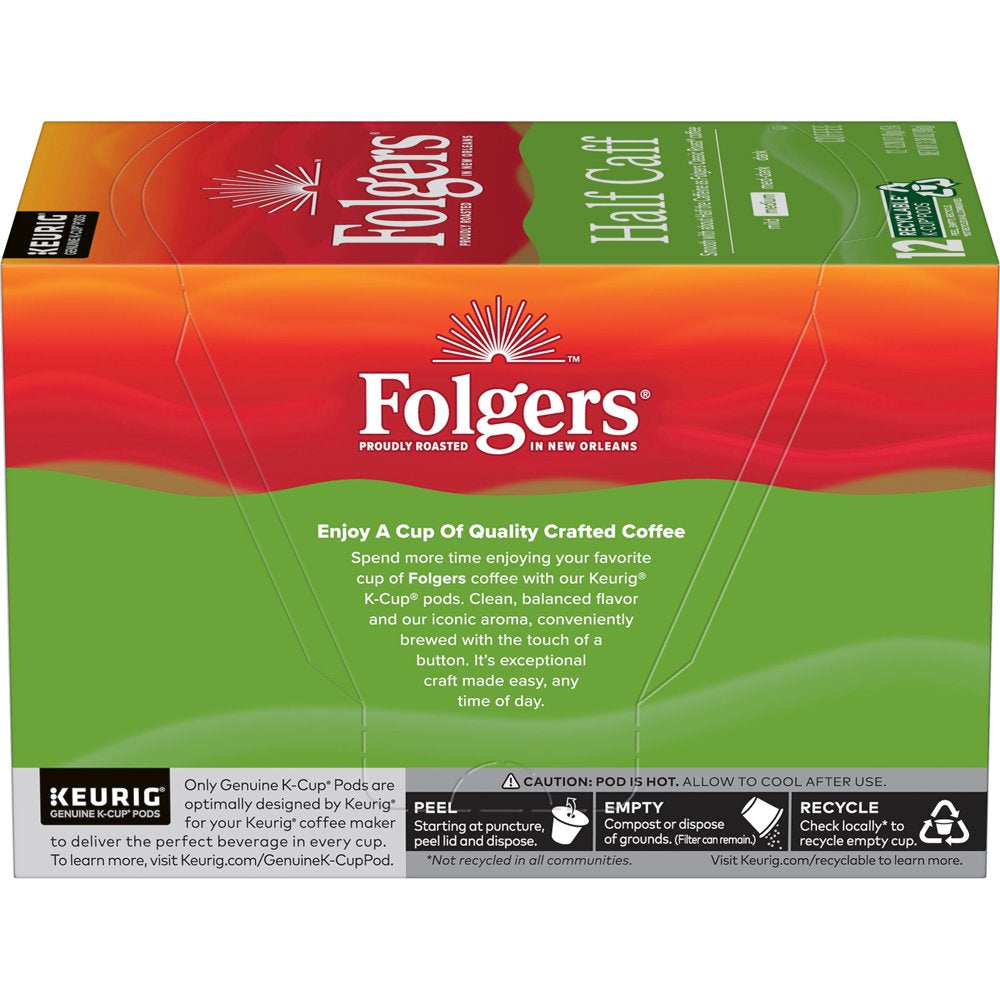 Folgers Half Caff Coffee Keurig K-Cup Pods, 72 Count