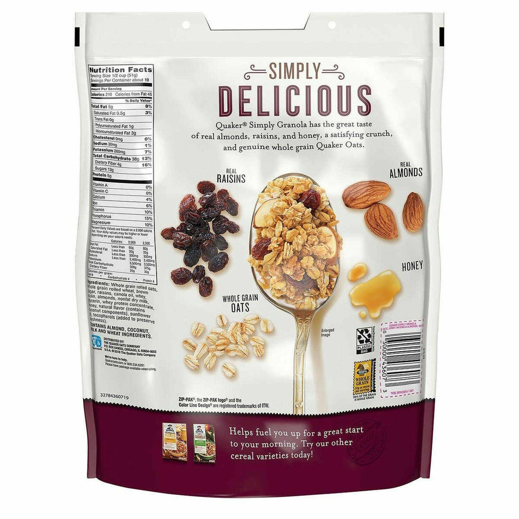 🔥 Quaker Simply Granola 34.5 Oz, 2-Count , Oats, Honey, Raisins & Almonds 🔥