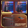 Bestier 52 Inch Gaming Computer Desk with LED Lights & Shelves Carbon Fiber, Reversible Desk