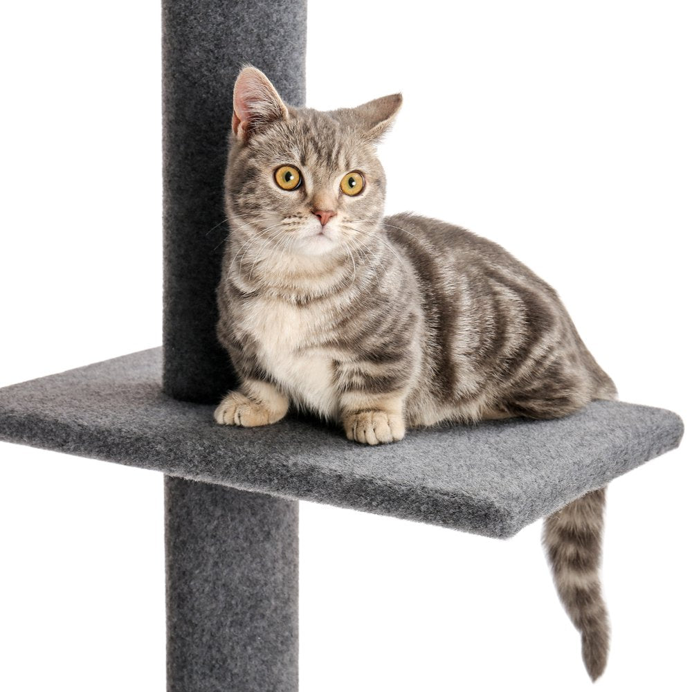 PAWZ Road Cat Tree Floor to Ceiling 105"-In 4 Tier Cat Tree Tower Cat Climbing Posts, Gray