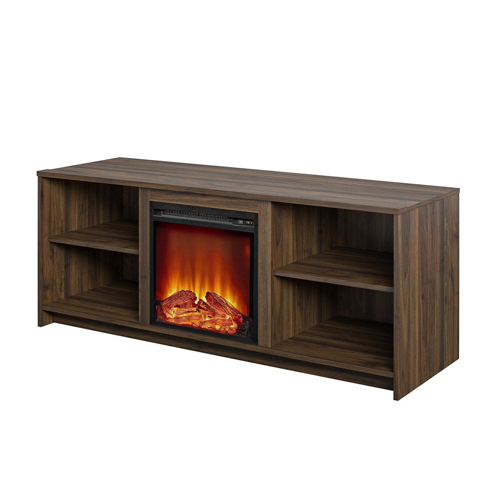 Mainstays Fireplace TV Stand for Tvs up to 65", Walnut