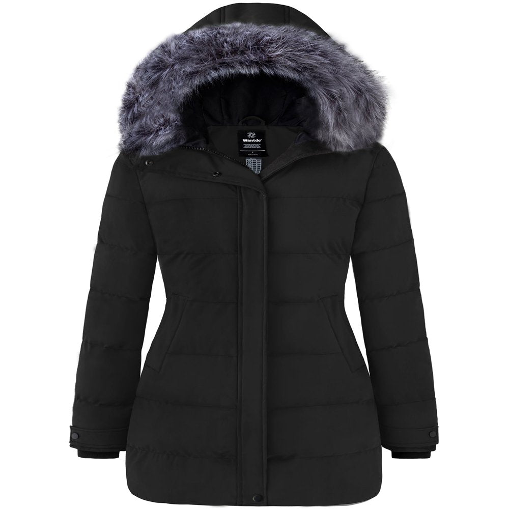 Wantdo Women'S Winter Jacket Warm Puffer Coat Insulated Winter Coat Black M