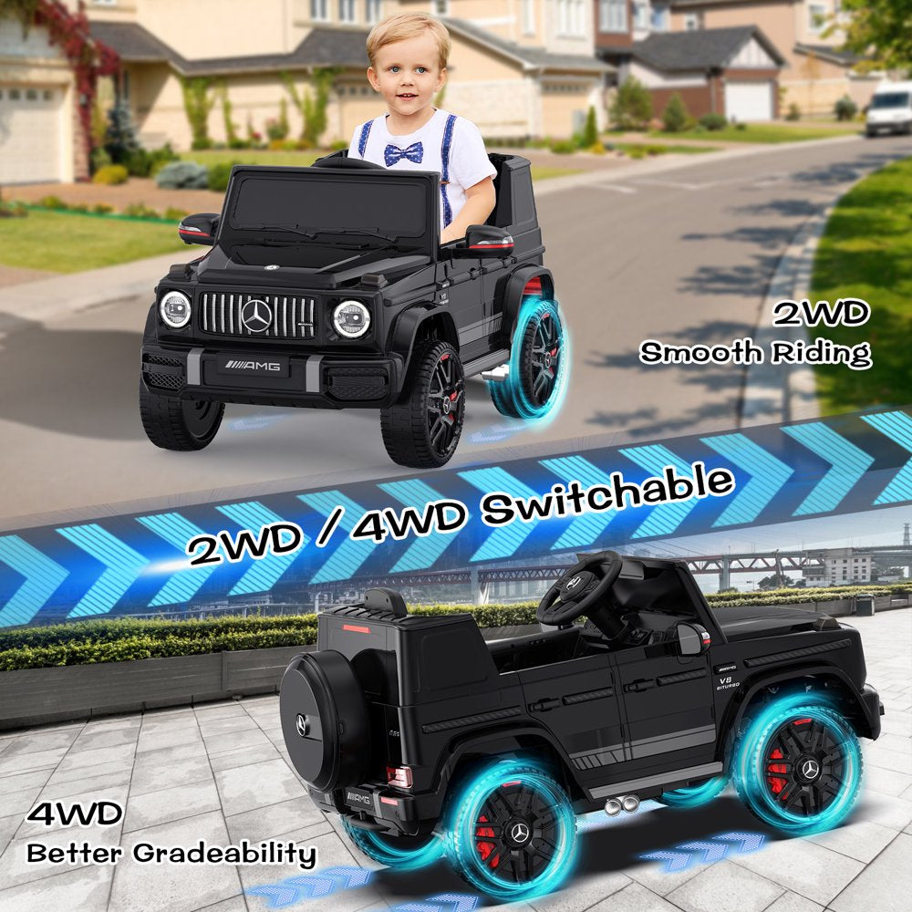 TOKTOO 24V 4WD Licensed Mercedes-Benz G63, Battery Powered Ride on Car W/ Remote, LED Light, Music Player-Black