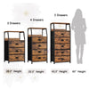 Furnulem Vertical Storage Dressers with 5 Fabric Drawers for Bedroom, Living Room, Wooden Side Table Nightstand with Shelves for Adult, Rustic Brown