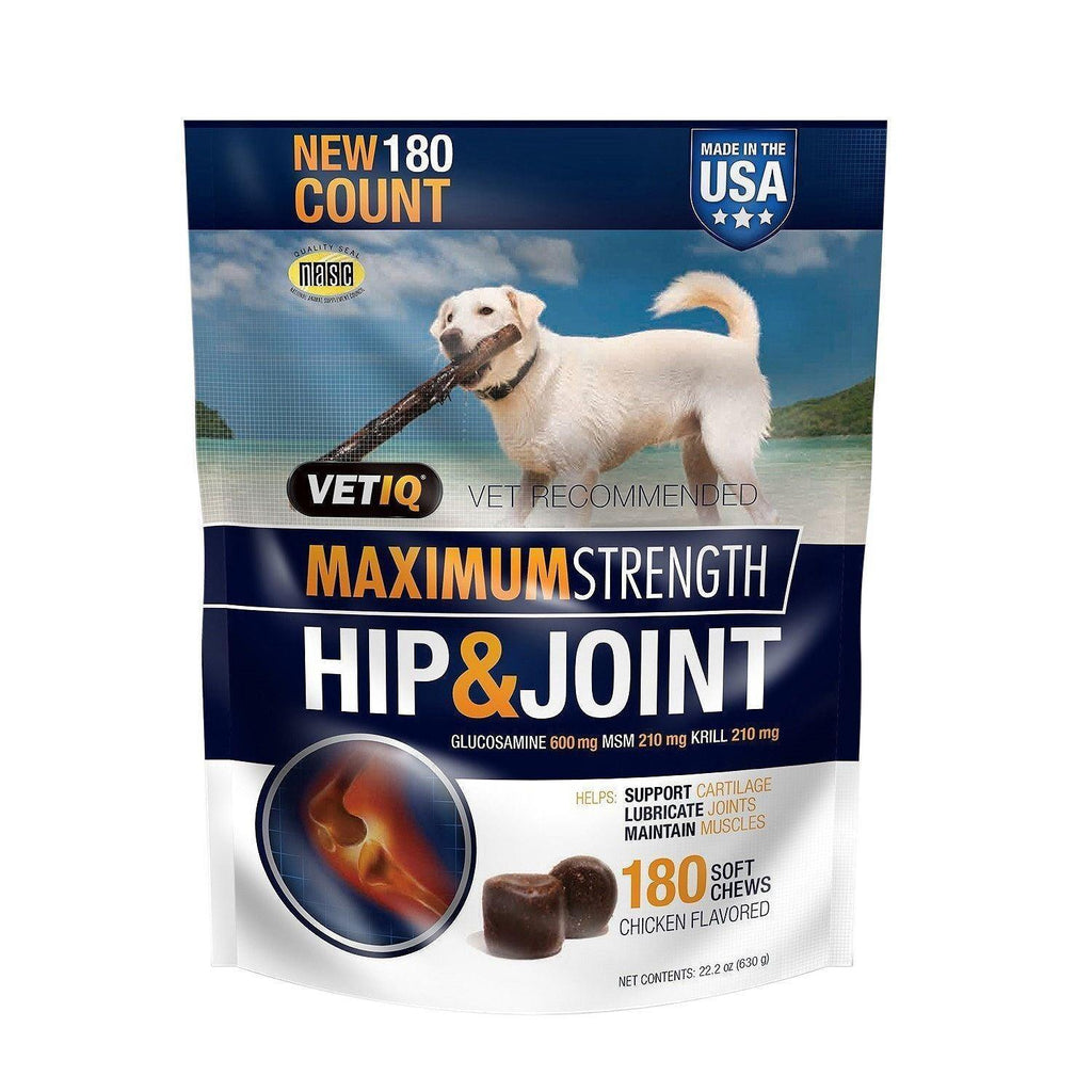 Vetiq Maximum Strength Hip & Joint, 180 Chicken Flavored Soft Chews for Dogs,