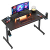 Bestier 42" Gaming Desk PC Computer Office Table Desk with LED Lights & Monitor Stand & Headphone Hook & Cup Holder in Carbon Fiber Black