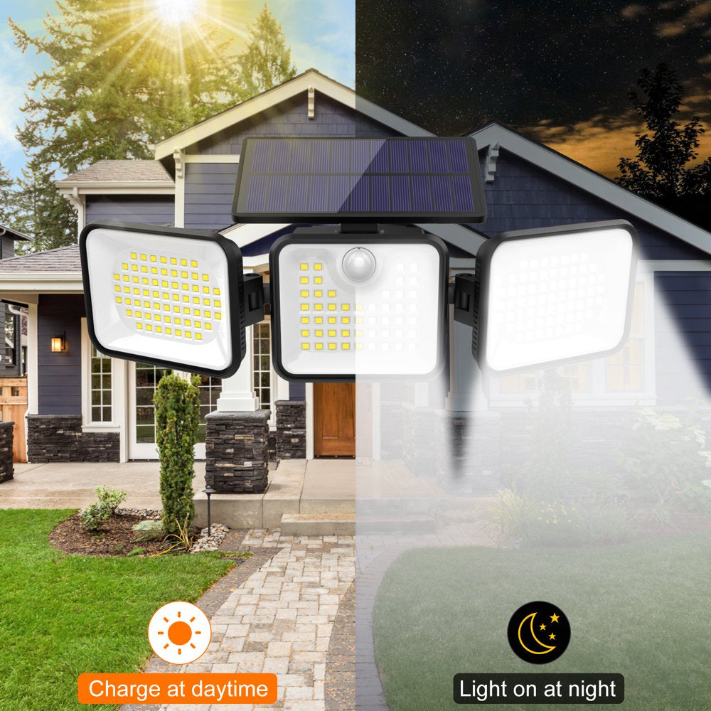 NEXPURE Solar Lights Outdoor, 180 LED Solar Motion Sensor Security Lights, Solar Flood Lights with 3 Lighting Modes, IP65 Waterproof for Garage Yard