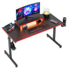 Bestier 42" Gaming Desk PC Computer Office Table Desk with LED Lights & Monitor Stand & Headphone Hook in Carbon Fiber Red