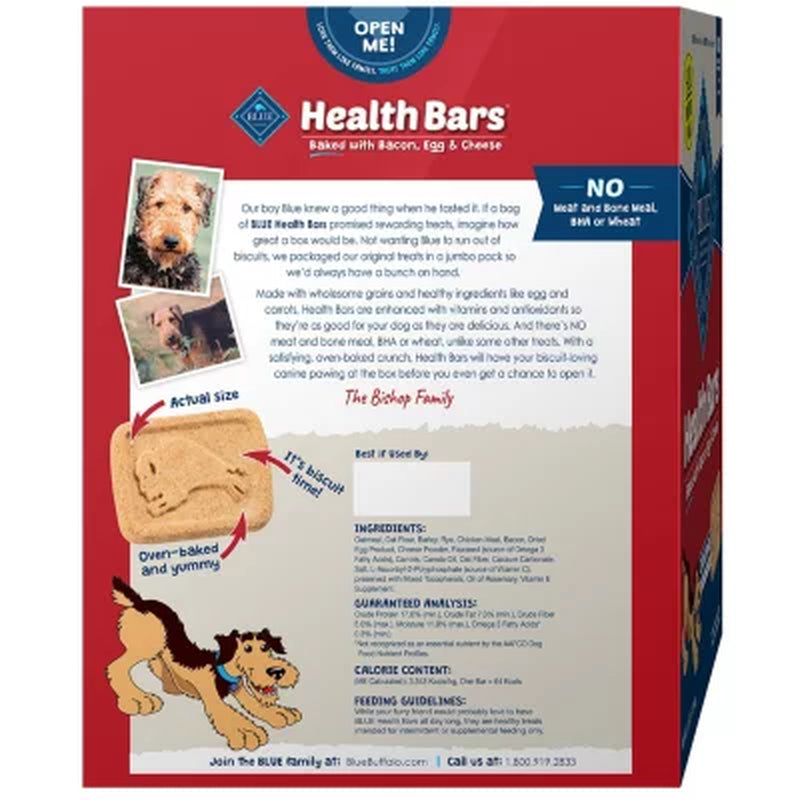 BLUE Buffalo Health Bars Crunchy Dog Treat Biscuits, Bacon, Egg & Cheese (80 Oz.)