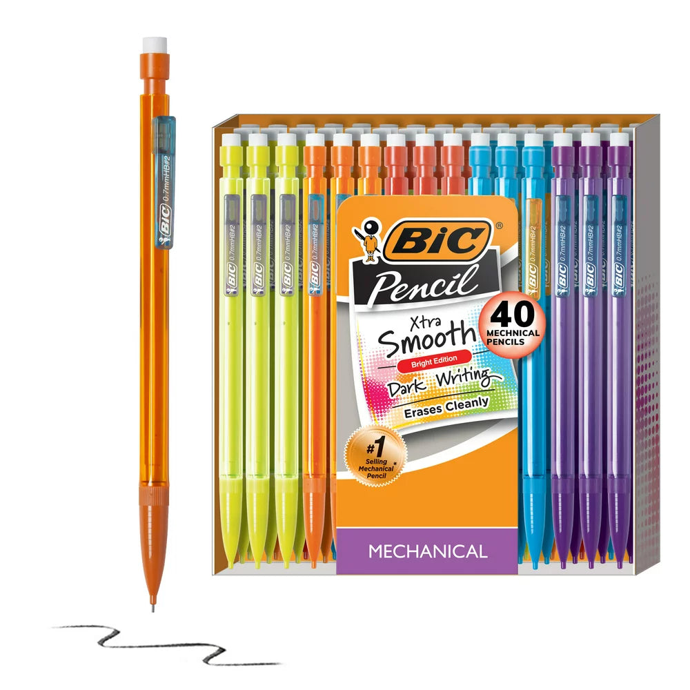 BIC Xtra-Smooth Mechanical Pencils, Medium Point (0.7Mm), Assorted Color Barrels, 40 Count