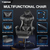 Soontrans Gaming Chair with Footrest and Ergonomic Massage Lumbar Pillow PU Leather Office Chair, Gray