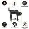 Sophia & William Portable BBQ Charcoal Grill with Offset Smoker, Black