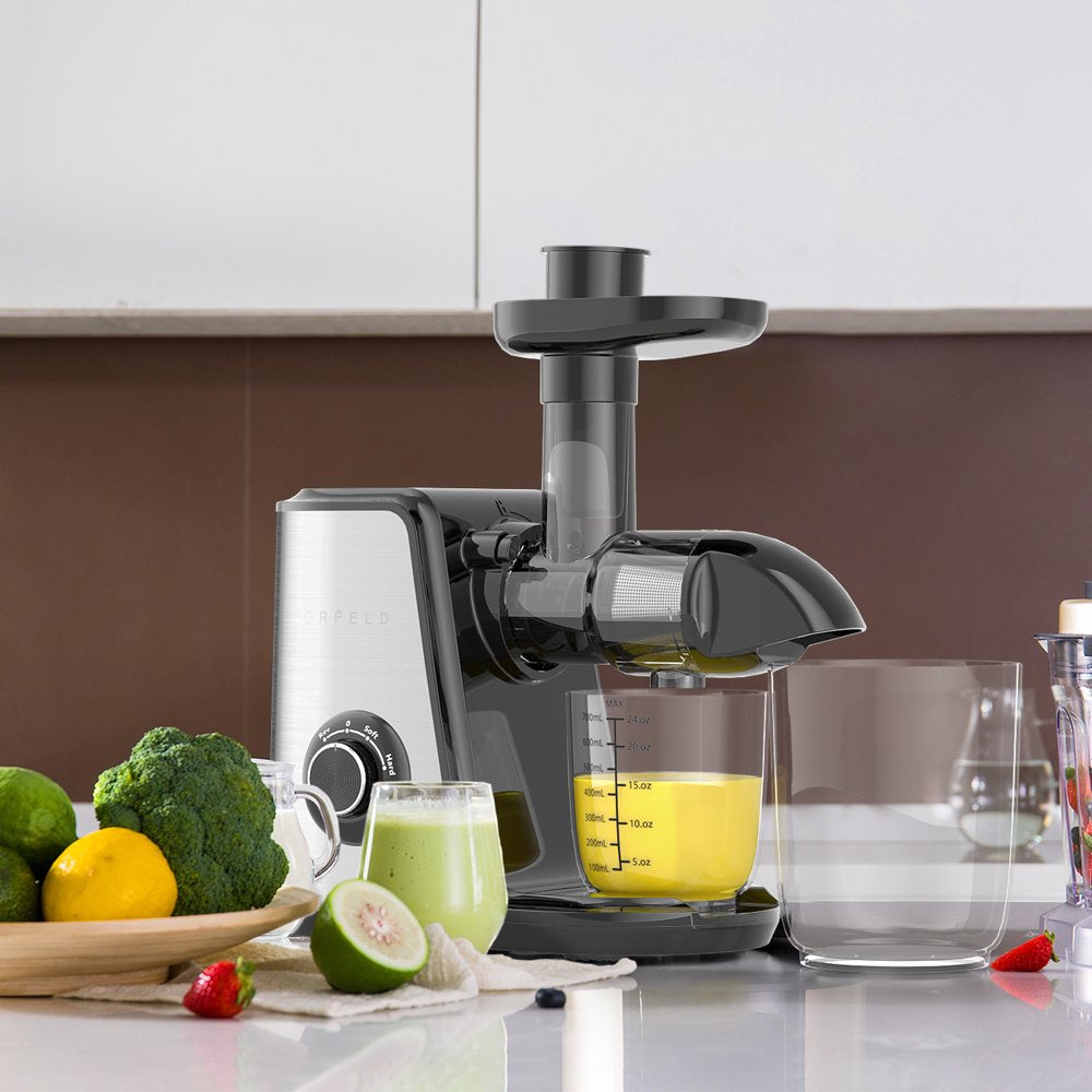 Masticating Juicer, ORFELD 150W Juicers Machine 3" New Extractors for Fruits and Vegetables, Silver