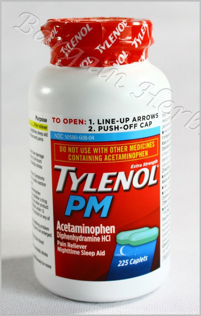 Tylenol PM Extra Strength Acetaminophen 225 Caplets Free Shipping Exp. 12/2024