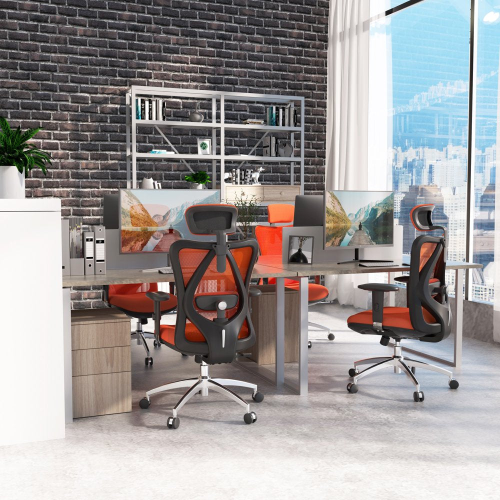 SIHOO Ergonomic High Back Office Chair, Adjustable Computer Desk Chair with Lumbar Support, 300Lb, Orange