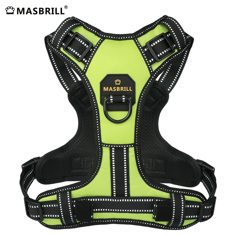 MASBRILL Reflective Dog Harness No Pull Dog Vest Harness with Handle, Breathable Padded Dog Chest Harness Adjustable for Small Dog-Green S