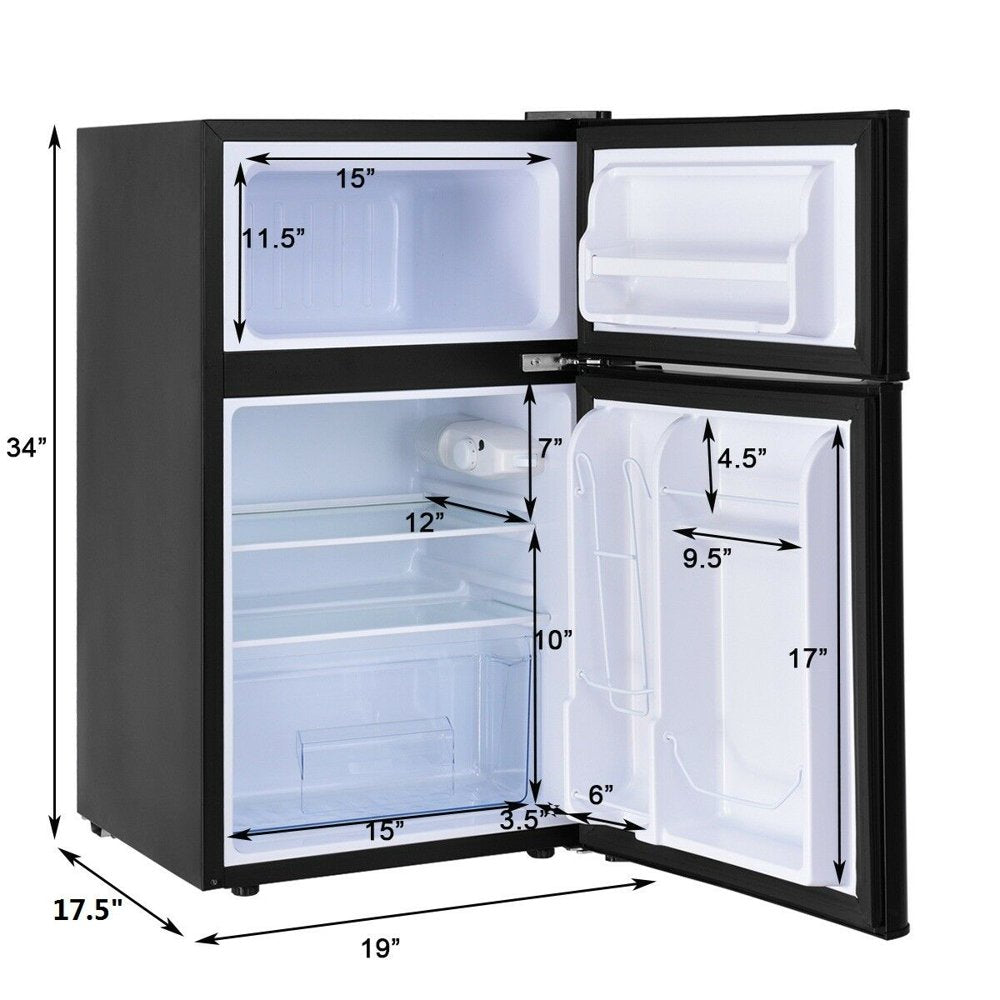 Costway Refrigerator Small Freezer Cooler Fridge Compact 3.2 Cu Ft. Unit, Black