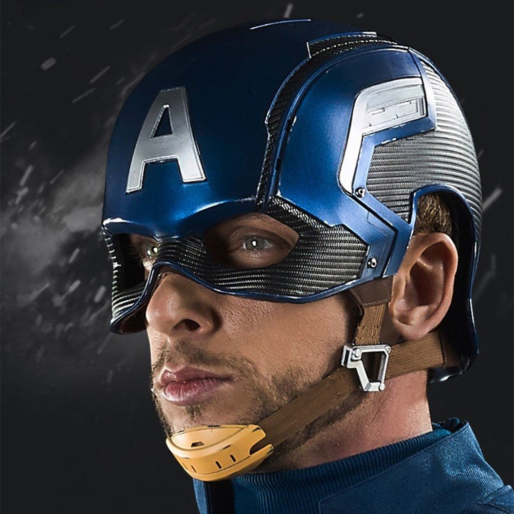 Captain America Mask 1:1 Wearable Helmet Original Film Size Collectible Action Figures for Adult and Kids, Navy Blue