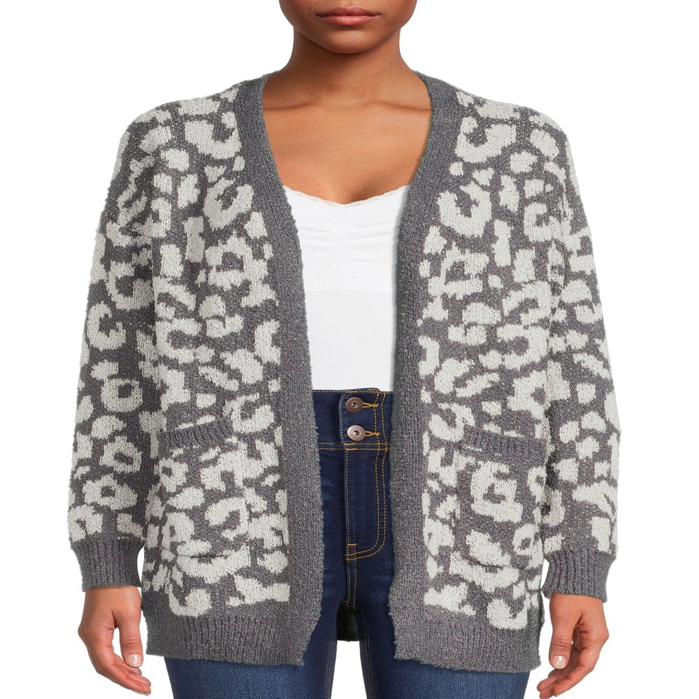 Dreamers by Debut Women'S Open Front Print Cardigan Sweater, Midweight