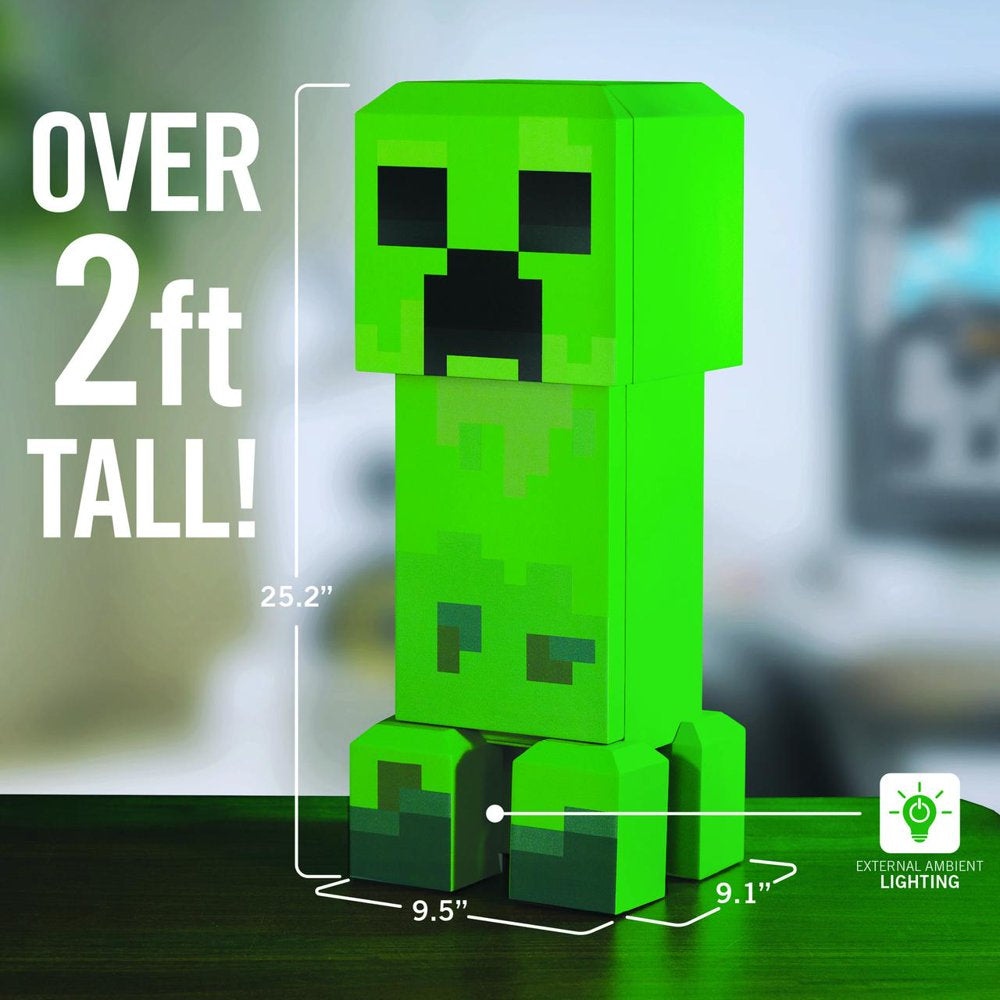 Minecraft Green Creeper Body 12 Can Mini Fridge 8L 2 Door Ambient Lighting 25.2" H 9.5" W 9.1" D