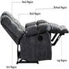 Bonzyhome Recliners Single Recliner Chairs for Adults, Breathable Fabric Reclining Chair Manual Sofas for Living Room, Grey