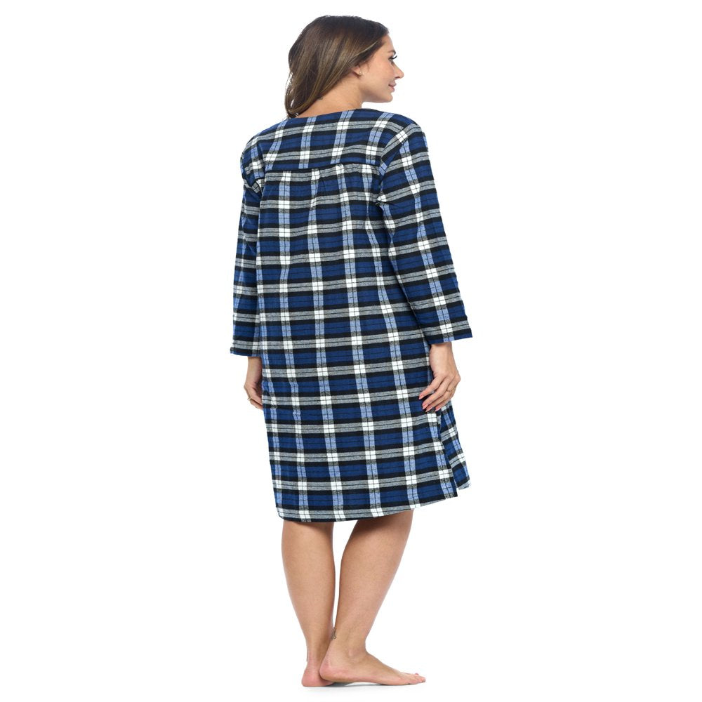 Ashford & Brooks Women'S Flannel Plaid Long Sleeve Nightgown