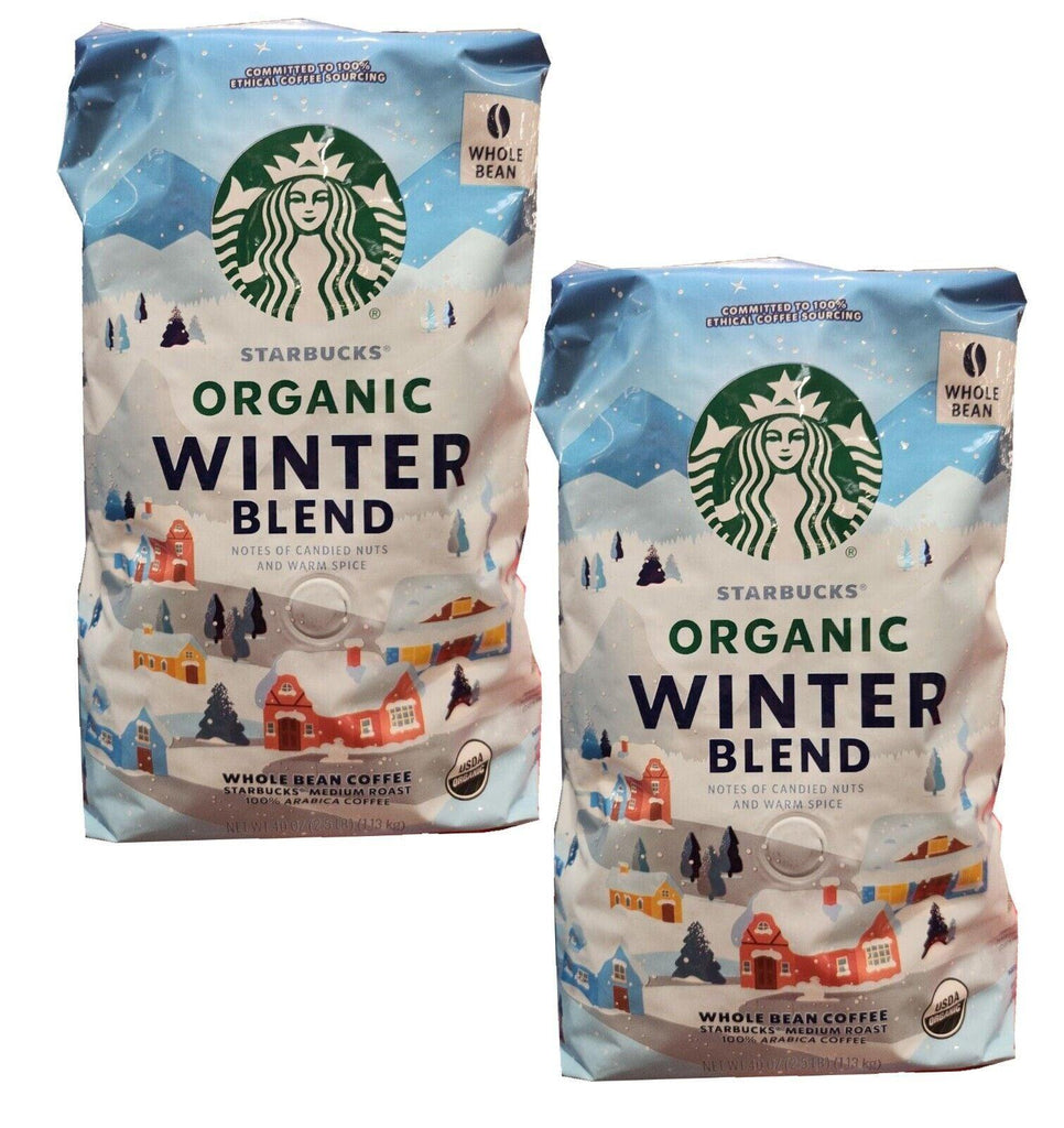 2 Packs Starbucks Organic Winter Blend 2.5 Lb Medium Roast Whole Bean Coffee