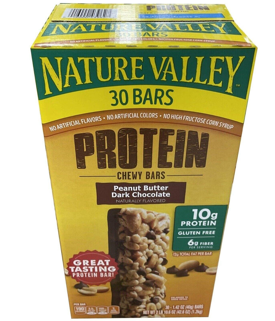 2 Packs Nature Valley Protein Chewy Bars Peanut Butter Dark Chocolate Box of 30