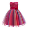 HAWEE Flower Girls Sequin Dress Rainbow Tutu Birthday Party Princess Dress Pageant Gown for Age 3-10 Years Old