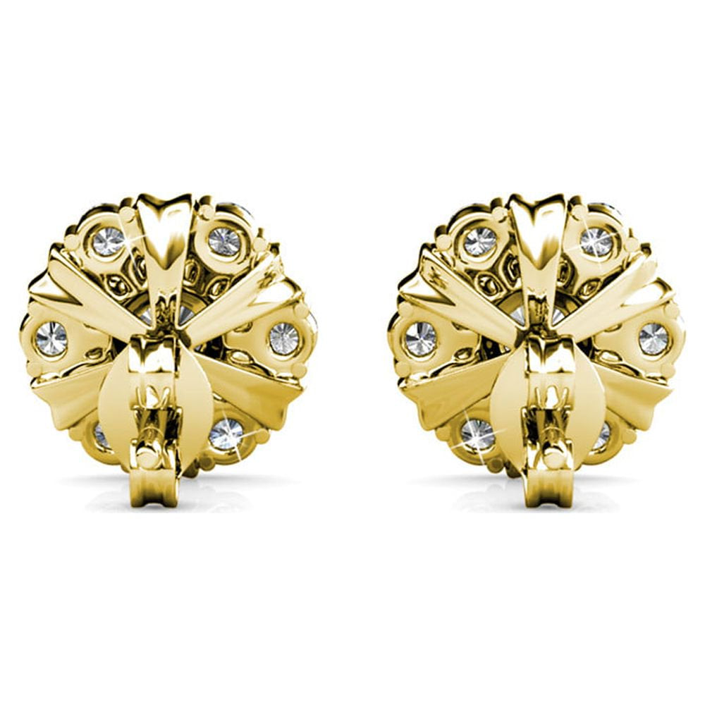 Cate & Chloe Millie 18K Yellow Gold Plated Earrings with Crystals | Stud Earrings for Women, Girls, Jewelry Gift for Her