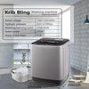 KRIB BLING Full Automatic Washing Machine with LED Display, 17.7 Lbs Portable Washing Machine, 10 Washing Programs & 8 Water Levels Selections, Grey