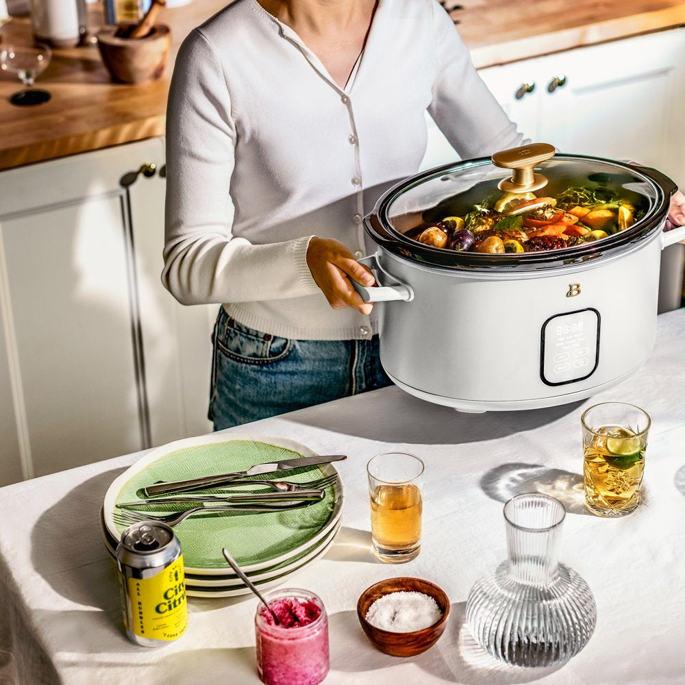 Beautiful 6 Quart Programmable Slow Cooker, White Icing by Drew Barrymore