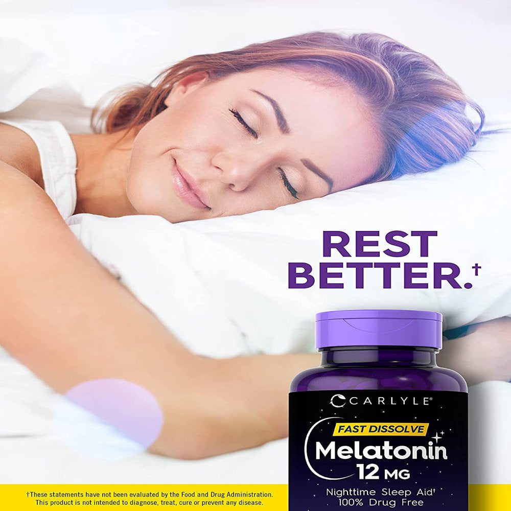 Carlyle Melatonin 12 Mg | 300 Tablets | Natural Berry Flavor