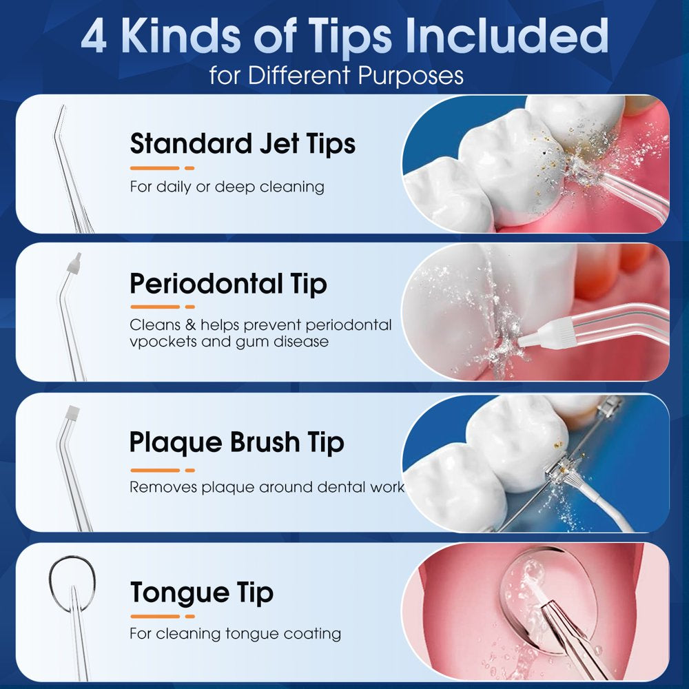 Ifanze Cordless Water Flosser, Rechargeable Oral Irrigator with 4 Cleaning Modes & 4 Nozzles, Portable Dental Oral Flosser for Travel Home Office, White