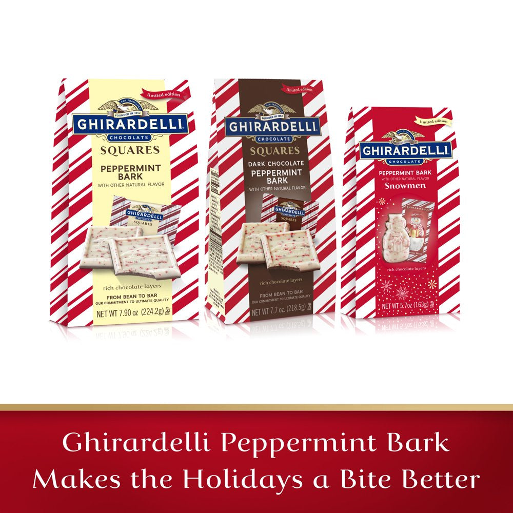 GHIRARDELLI Dark Chocolate Peppermint Bark Chocolate Squares, Layered Dark Chocolate and White Chocolate Candy, 7.7 Oz Bag