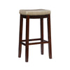 Linon Claridge 32" Backless Indoor Bar Stool, Dark Brown with Beige Faux Leather, Includes 1 Stool