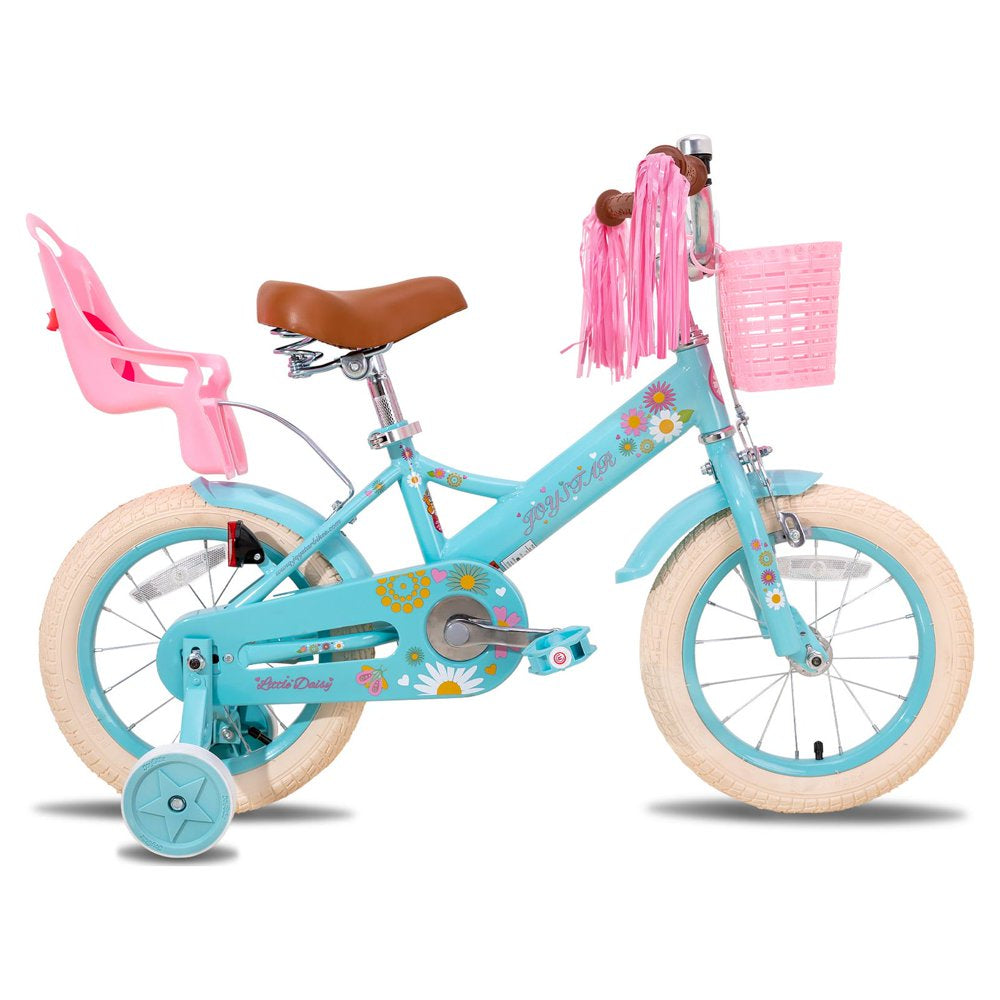 JOYSTAR Little Daisy 16 Inch Kids Bike for 4 5 6 7 Years Girls with Handbrake 16" Children Princess Bicycle with Training Wheels Basket Streamer Toddler Cycle Bikes Blue