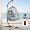 Nicesoul Foldable Wicker Hanging Egg Chair with Stand and Cover, Color Blue Maximum Weight 350 Lbs