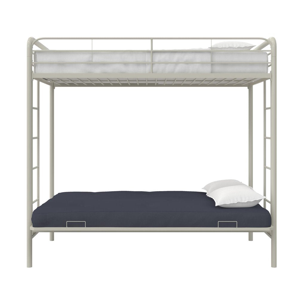 DHP Sammie Twin over Futon Metal Bunk Bed, off White